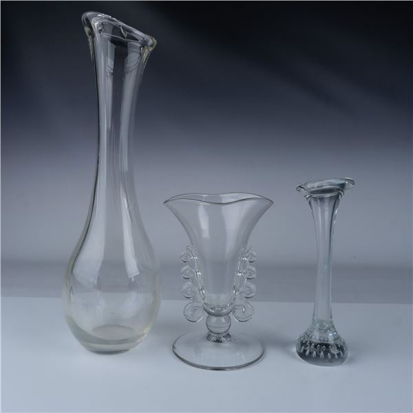 3pc Vintage Art Glass Decorative Vases