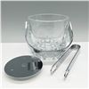 Image 2 : 3pc Orrefors Crystal Ice Bucket with Chrome Accessories