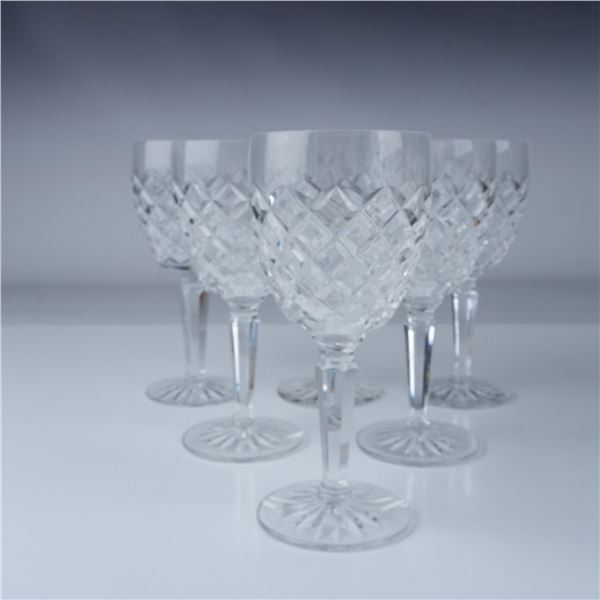 6pc Waterford Crystal Comeragh Pattern Water Goblet Set