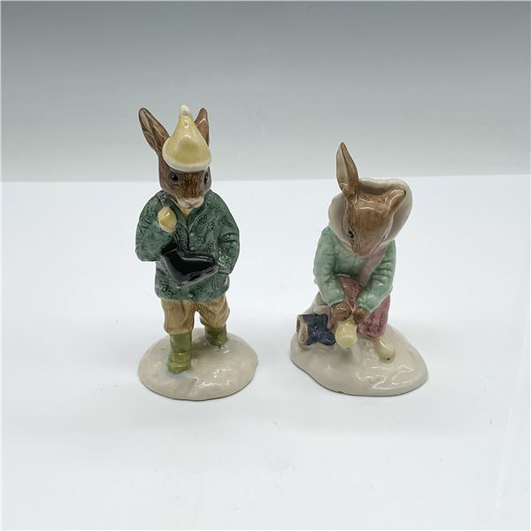 2pc Royal Doulton Bunnykins Figurines, Girl & Boy Skater
