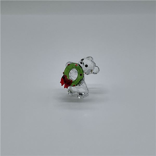 Swarovski Crystal Figurine, Kris Bear w Christmas Wreath