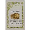 Image 1 : Oh! You Trolley Strike in Columbus Ohio Novelty Metal Attached Postcard