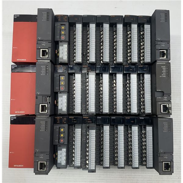 (3) Mitsubishi #Q38B Base Units w/Power Supplies & Modules