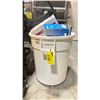 Image 1 : WHITE WASTE RECEPTACLE WITH ELECTRIC IMPULSE SEALER, BOX OF HANDY STRAPS, PLASTIC STRAP TIGHTENING