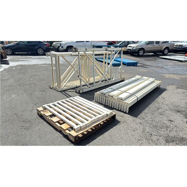 2 - 103"H X 42"W WHITE PALLET RACKING UPRIGHTS, 2 - 100"H X 42"W WHITE PALLET RACKING UPRIGHTS, 2 -