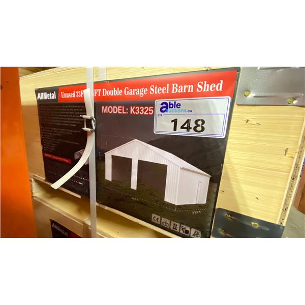 ALL METAL K3325 33'L X 25'W X 14'H DOUBLE GARAGE STEEL BARN SHED