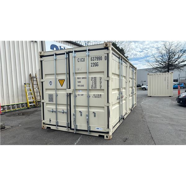 BEIGE 20' 67,200 MAX CAPACITY INDUSTRIAL TRANSPORT CONTAINER WITH DUAL SWING REAR DOORS &