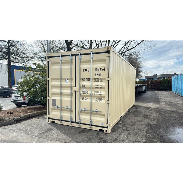 BEIGE 20' 67,200 MAX CAPACITY INDUSTRIAL TRANSPORT CONTAINER WITH DUAL SWING REAR DOORS