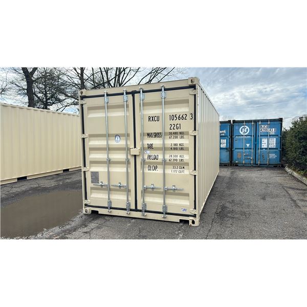 BEIGE 20' 67,200 MAX CAPACITY INDUSTRIAL TRANSPORT CONTAINER WITH DUAL SWING REAR DOORS