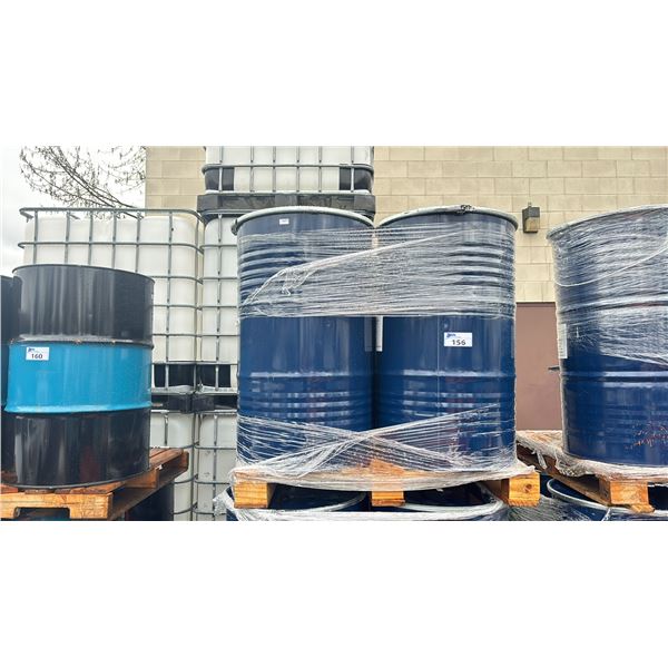 4 BLUE INDUSTRIAL METAL EMPTY BARRELS WITH LIDS