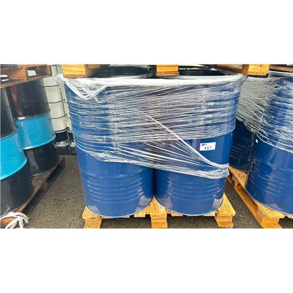 4 BLUE INDUSTRIAL METAL EMPTY BARRELS WITH LIDS