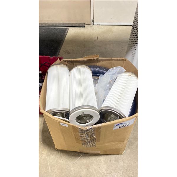 BOX OF ASSORTED FILTERS & HOSE