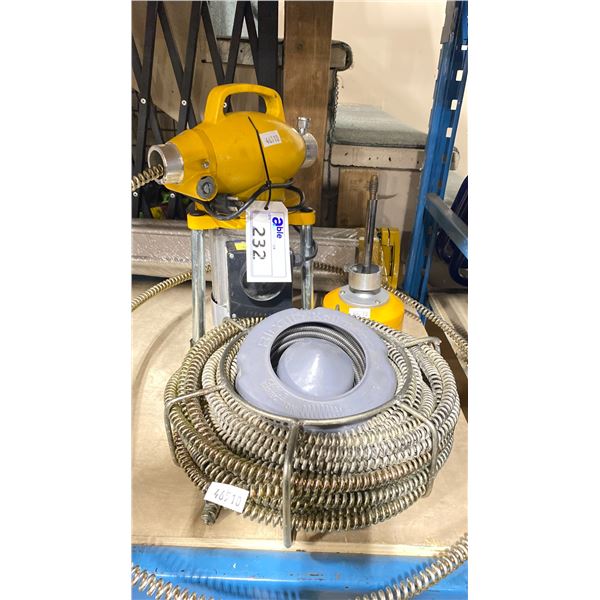S-75 DRAIN CLEANING MACHINE, SPOOL OF RIGID SNAKE & TRIPOD