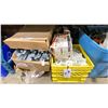 Image 2 : SHELF OF ASSORTED BINS OF DRYWALL NAILS, TOOLS, ELECTRICAL COMPONENTS, & BRACKETS *BINS INCLUDED*
