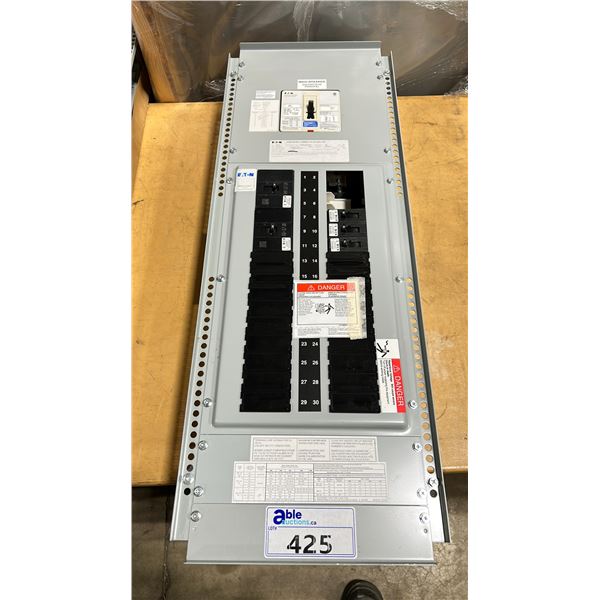 EATON POW-R-LINE COMMERCIAL 42 BREAKER POWER DISTRIBUTION BOX WITH ASSORTED BREAKERS