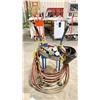 Image 2 : BLUE METAL DUAL BOTTLE TORCH CART WITH TORCH, HOSES, GAUGES & FACE SHIELD