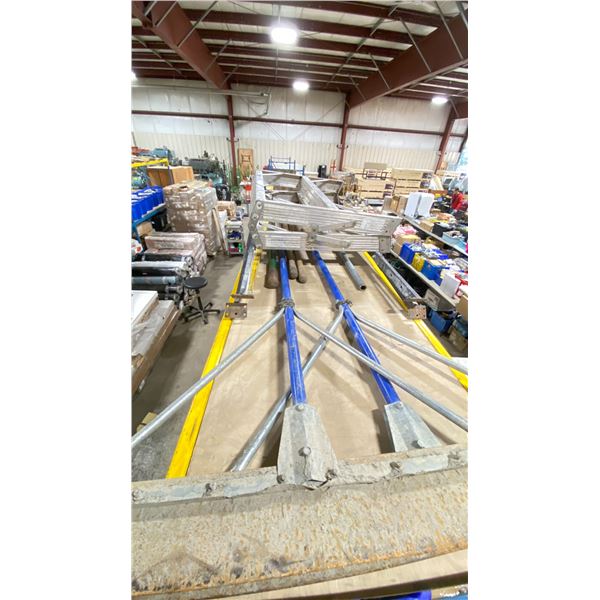 SHELF OF ASSORTED INDUSTRIAL LARGE TOOLS & YARD TOOLS