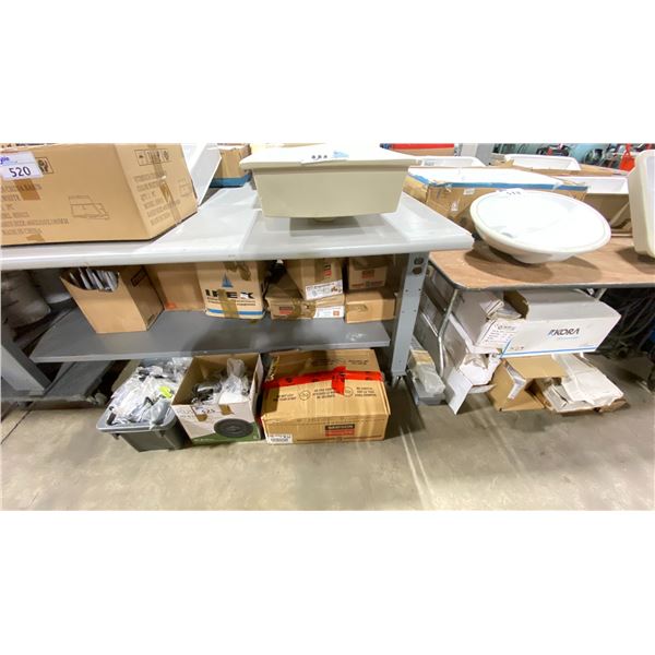 ASSORTED BOXES OF HOOKS, LIGHTING, & SIMPSON BRACKETS