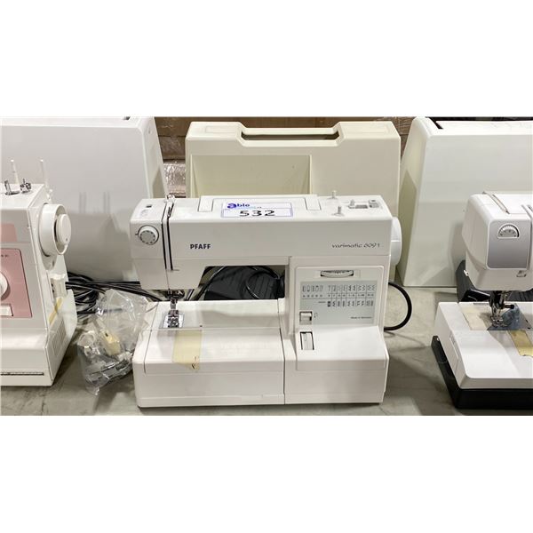 PFAFF VARIMATIC 6091 WHITE ELECTRIC PORTABLE SEWING MACHINE WITH COVER & FOOT CONTROL