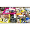 Image 2 : TABLE TOP OF ASSORTED BOXES / BINS OF PAINT, FLUID, CHALK LINE & INDUSTRIAL GLUES / LUBRICANTS *BINS