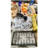 Image 2 : TABLE TOP OF ASSORTED VENTS, CASTERS, PLATES, SCALE, FABRIC, CAUTION SIGNS, & CABLES *BINS