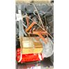 Image 2 : TABLE BOTTOM OF ASSORTED ELECTRICAL COMPONENTS, CONDENSER, COOLER FAN, & HEAT LAMP *BINS INCLUDED*