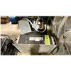 Image 3 : TABLE BOTTOM OF ASSORTED ELECTRICAL COMPONENTS, CONDENSER, COOLER FAN, & HEAT LAMP *BINS INCLUDED*