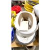 Image 8 : TABLE TOP OF ASSORTED CRATES OF PLUMBING, COMMERCIAL RUBBER BASEBOARD, EASTMAN EXPANSION TANK, &