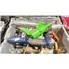 Image 2 : 2 PLASTIC FOLD TOP BINS OF INDUSTRIAL HARDWARE, GREASE GUNS, CAULKING GUNS, & C-CLAMPS *BINS