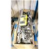Image 2 : WOODEN CRATE OF ASSORTED INDUSTRIAL HURRICANE BRACKETS, ALUMINUM STEP, & TOOL BOX WITH CONTENTS