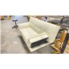 Image 2 : CREAM LEATHER LOOK 2 SEATER ADJUSTABLE FUTON COUCH