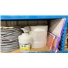 Image 2 : SHELF OF FOAM WEATHER STRIPPING, ASSORTED FOAM UNDERLAY, FURNACE FILTERS, 2 BINS OF CONAIR HAIR