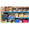Image 1 : 2 BOXES OF ELECTRICAL COMPONENTS, SOCKET BOXES, GSC 31 GALLON STORAGE BOX & ASSORTED PAINTS