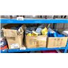 Image 2 : 2 BOXES OF ELECTRICAL COMPONENTS, SOCKET BOXES, GSC 31 GALLON STORAGE BOX & ASSORTED PAINTS