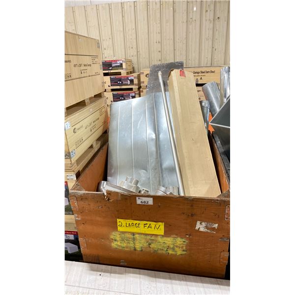 PALLET CRATE OF ASSORTED INDUSTRIAL TIN DUCTING PIECES *PALLET CRATE NOT INCLUDED*