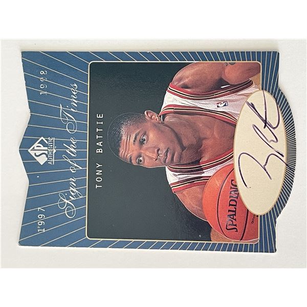 Denver Nuggets Tony Battie 1997-98 SP Authentic signed trading card