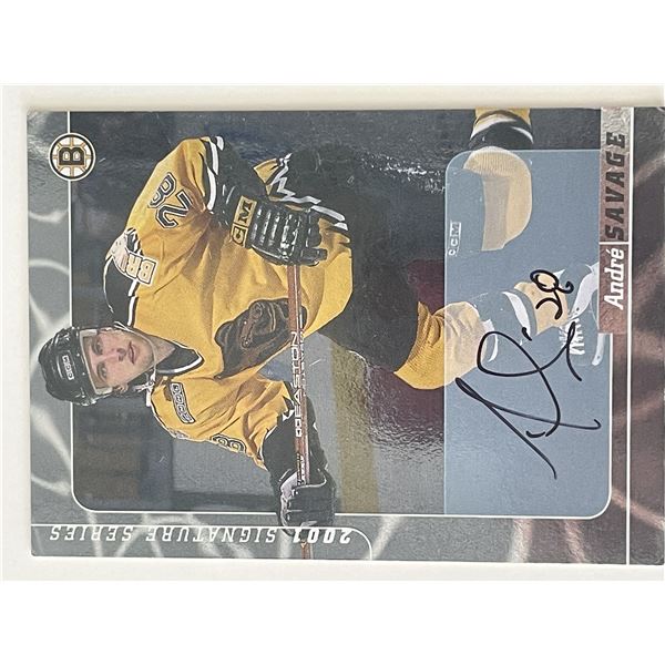 Boston Bruins Andre Savage 2000 In the Game #44 signed trading card
