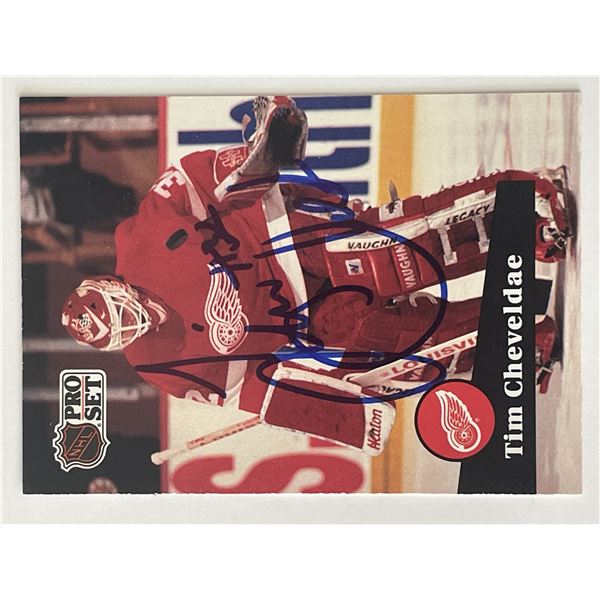 Detroit Red Wings Tim Cheveldae 1991 Pro Set #57 signed trading card