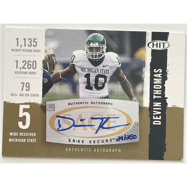 Michigan State Devin Thomas 2008 Sage #A68 signed trading card