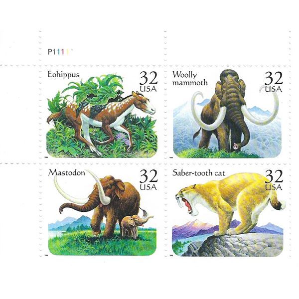 Prehistoric Animals stamps plate block