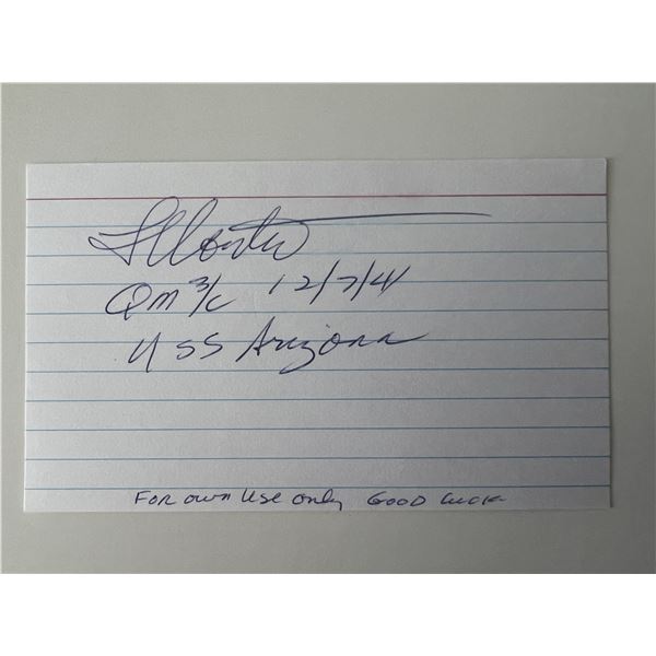 Pearl Harbor survivor Louis Conter original signature