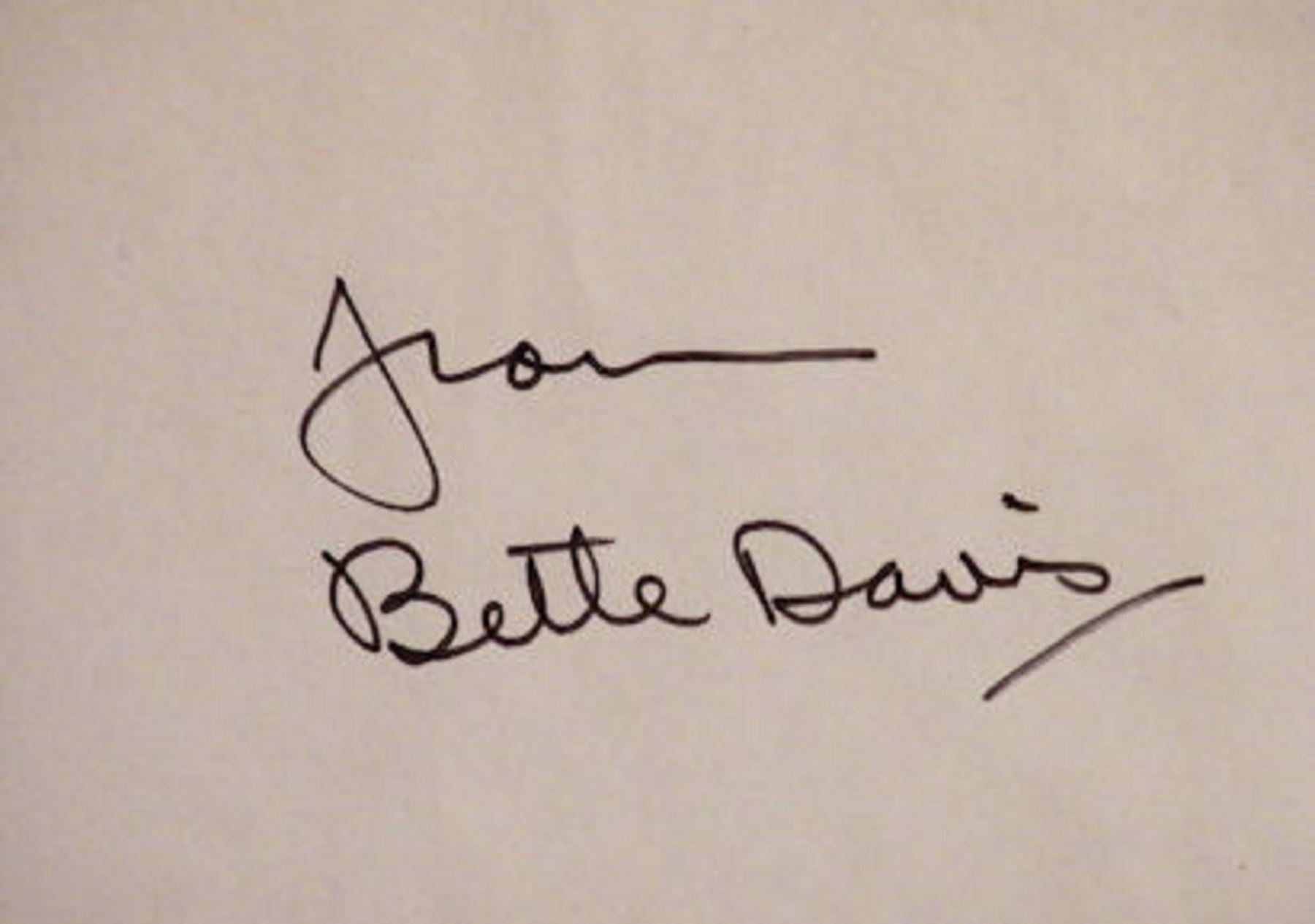 Bette Davis signature slip