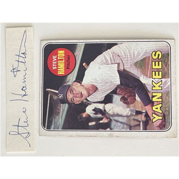 New York Yankees Steve Hamilton signed 1969 Topps #69 trading card
