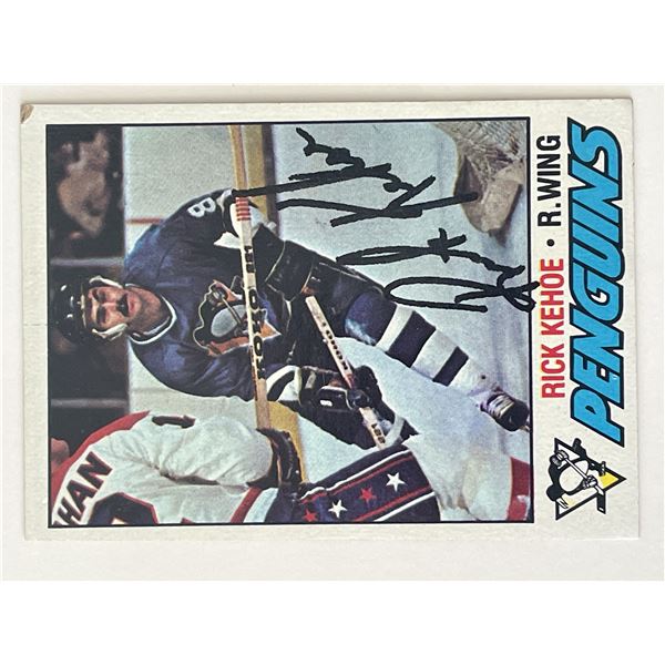 Pittsburgh Penguins Rick Kehoe 1977 Topps #33 signed trading card