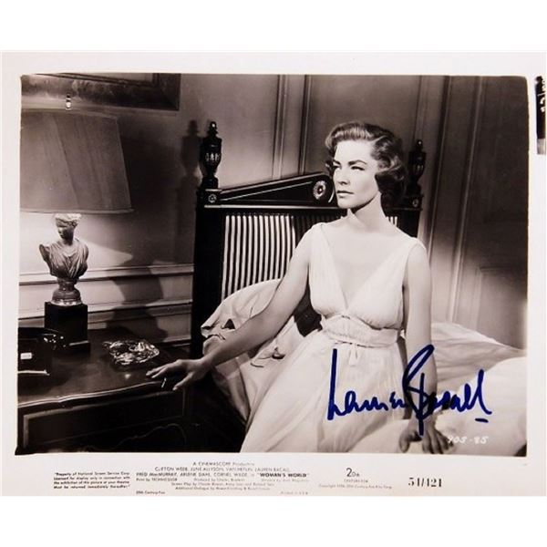 Lauren Bacall signed movie still photo