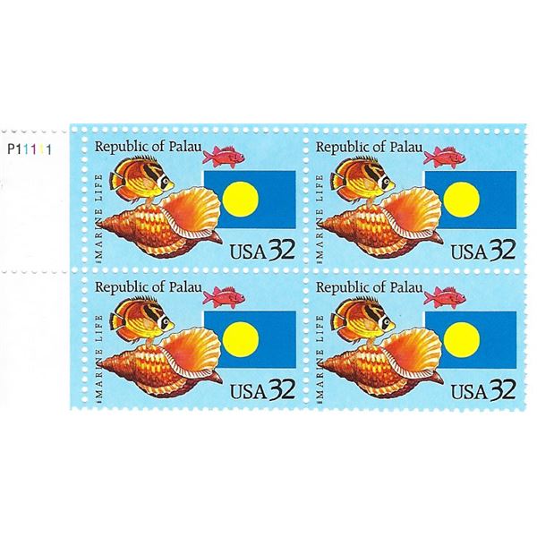 Marine Life Republic of Palau stamps plate block