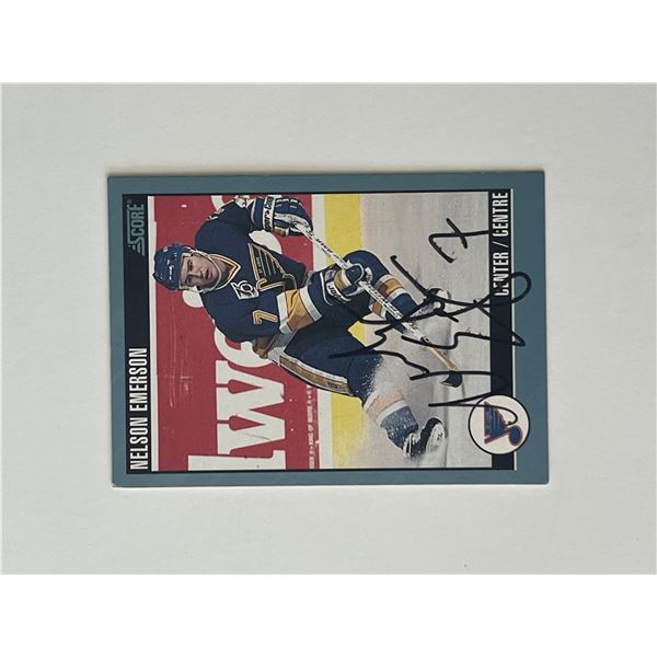 St. Louis Blues Nelson Emerson 1992 Score #376 signed trading card