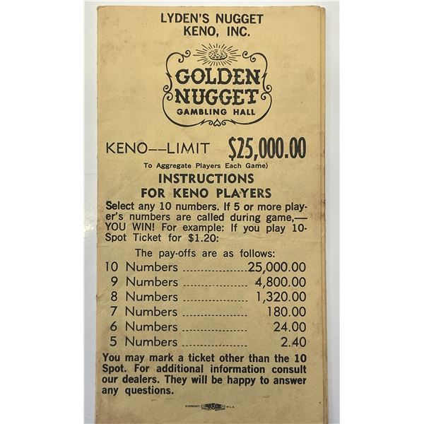 Golden Nugget pamphlet