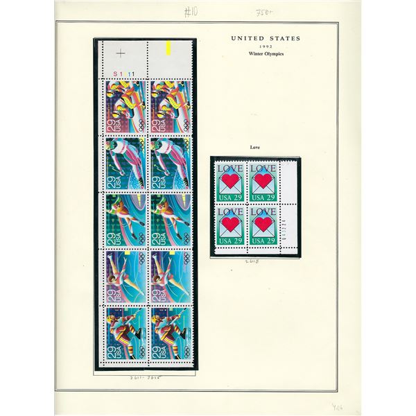1992 US Olympic stamps and Love stamps