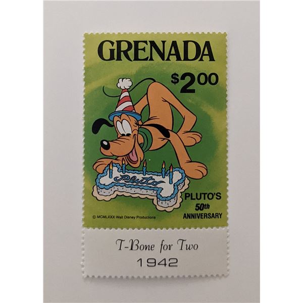 1981 Disney Celebrates Pluto's 50th Anniversary Stamp – Grenada